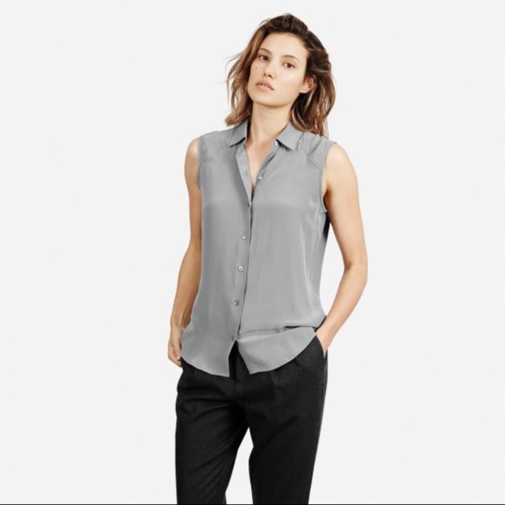 Everlane Silk Sleeveless Button Up